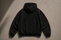 Vista trasera de hoodie oversize boxy acid wash negro SALCHI CO