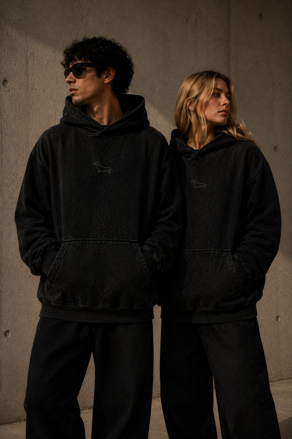 Hoodie Oversize Boxy Acid Wash Negro 360 GSM | SALCHI CO.